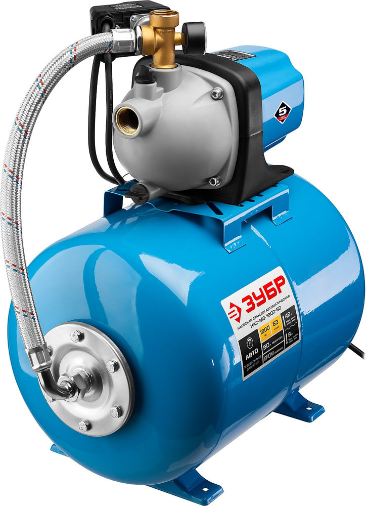 Насосная станция автоматическая 1200 Вт, бак 50 л ЗУБР НАС-М3-1200-50