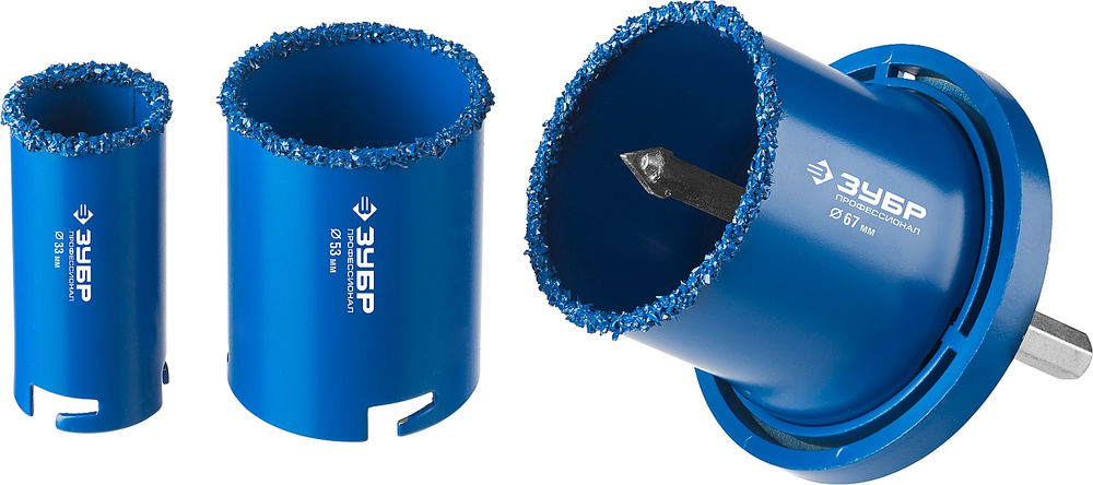 Набор кольцевых коронок 5 шт, d 33/53/67 мм, карбид вольфрама ЗУБР Профессионал 33350-H5