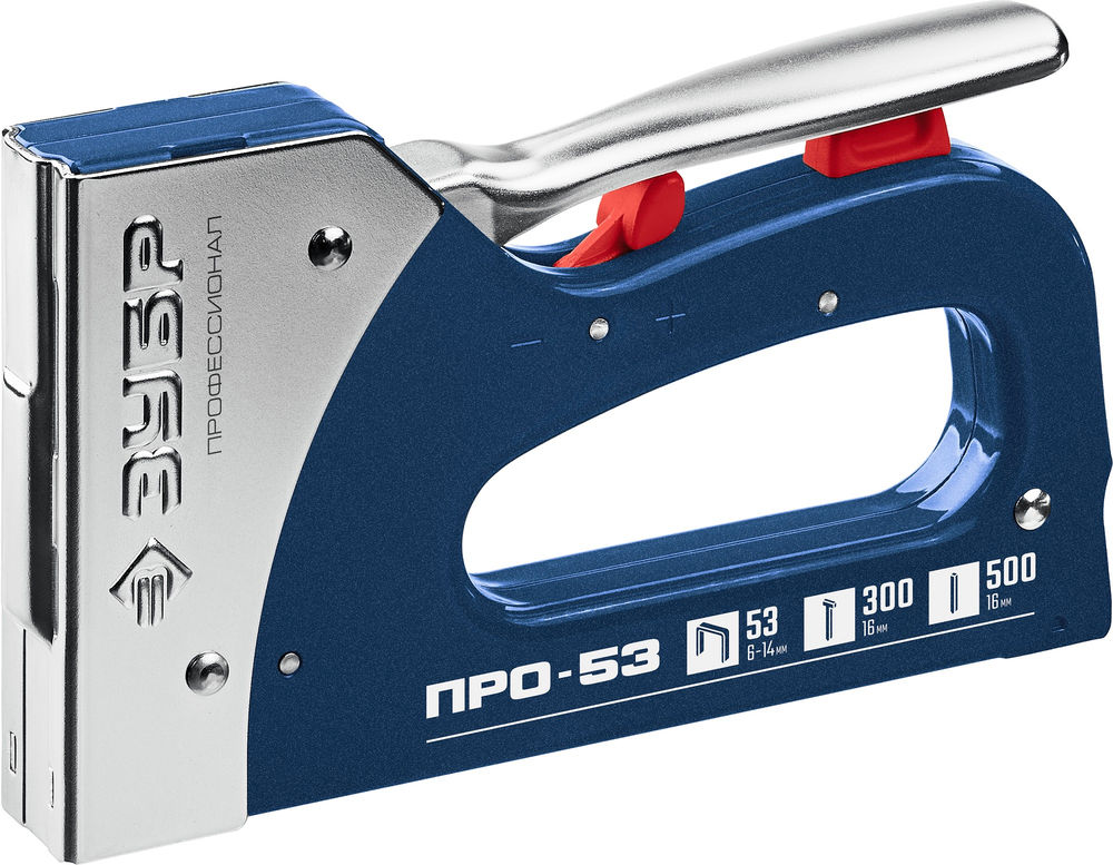 Степлер рессорный стальной Про-53 скобы тип 53 гвозди тип 300/500 ЗУБР 31523_z01