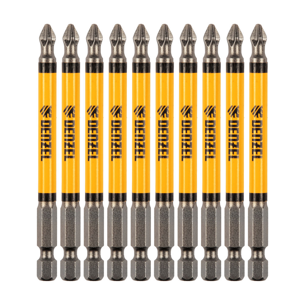 Бита PH2х90, сталь S2, цилиндр., 10 шт. Е 6,3 Denzel (11644)