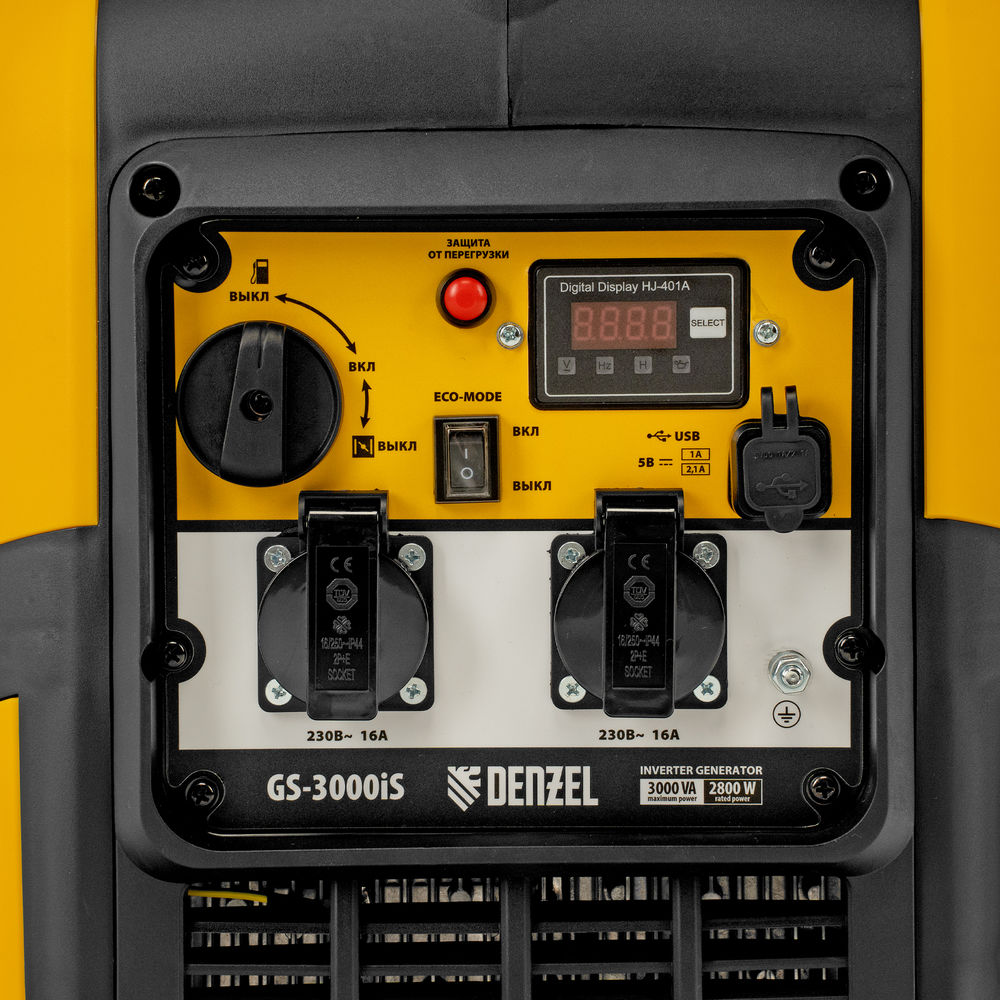 Генератор инверторный GS-3000iS, 3,0 кВт, 230 В, закрытый корпус, ручной старт DENZEL (94716)