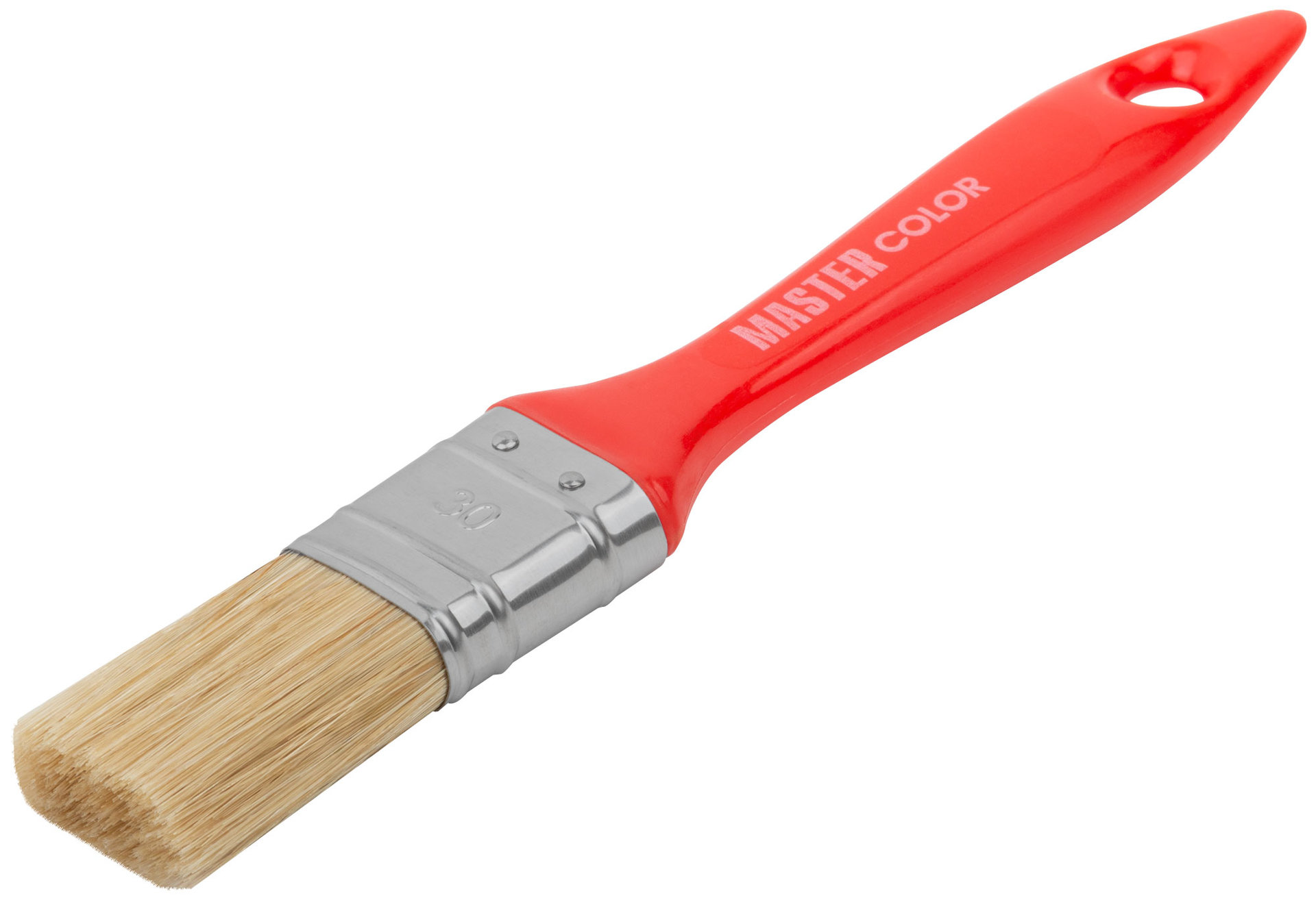 Кисть флейцевая, толщ. 12 мм, 70% ПБT/30% светлая натур. щетина, нерж.обжим, пласт. ручка, ширина 30 мм (30-0121)