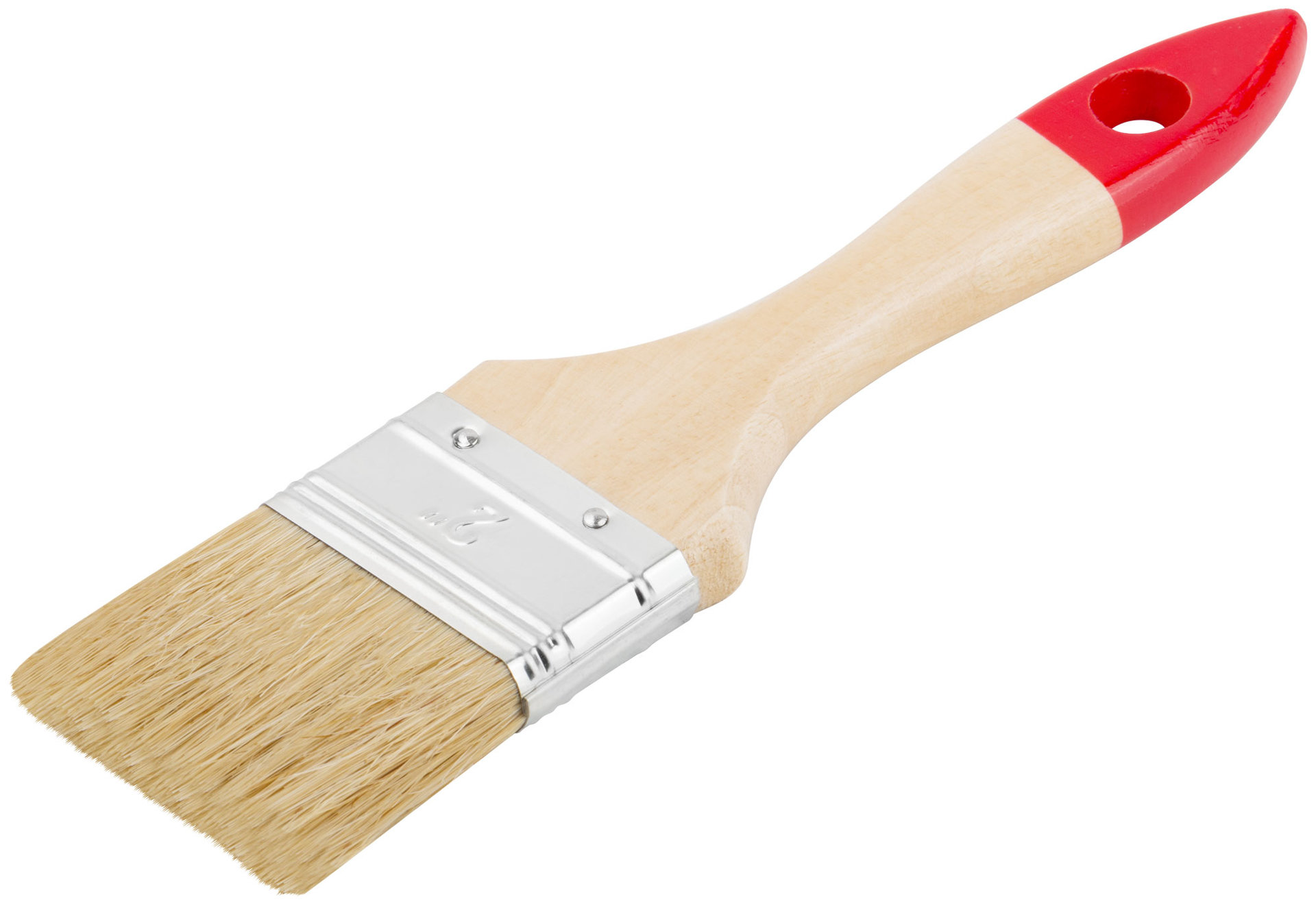 Кисть флейцевая Оптима, натур. cветлая щетина, деревянная ручка 2 (50 мм) (00815)