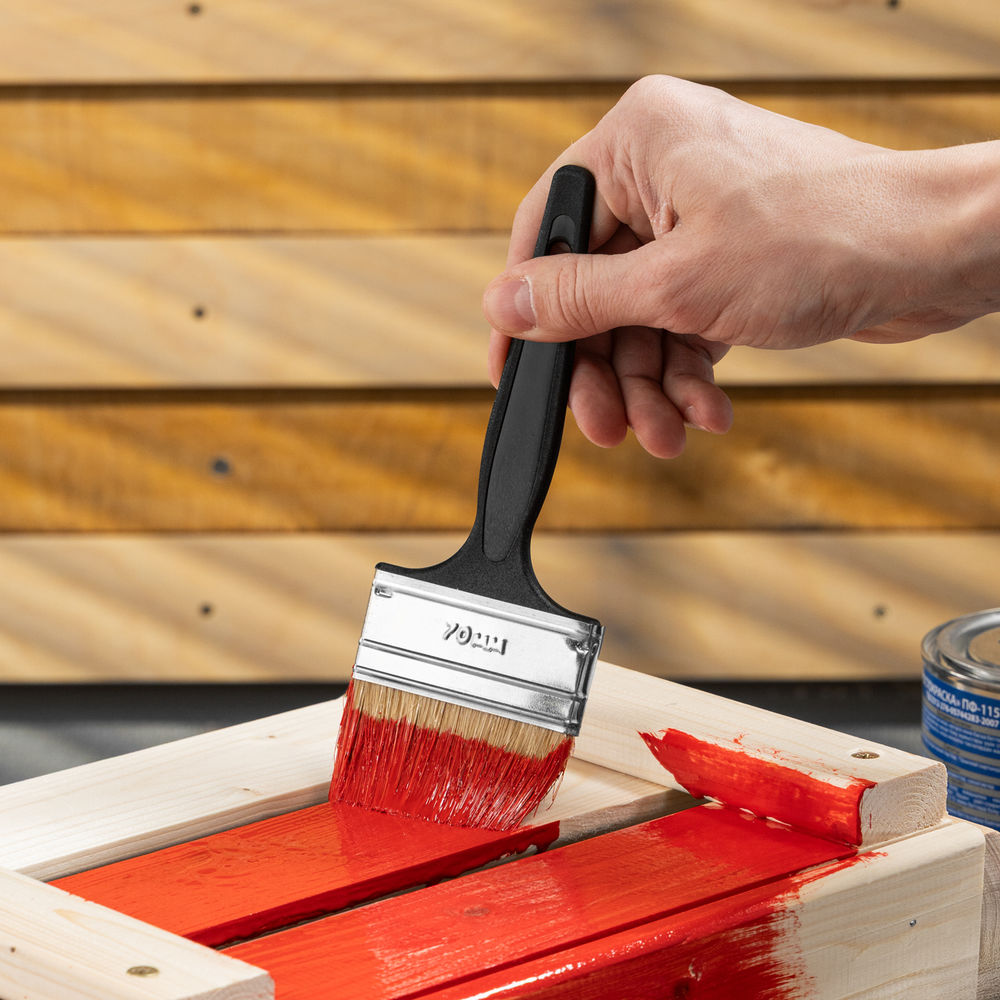 Кисть флейцевая Стандарт, 70 х 6 мм, натуральная щетина, пластиковая ручка Сибртех (82506)