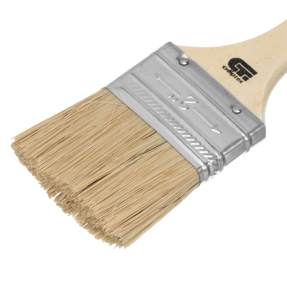 Кисть плоская 50 мм, натуральная щетина, деревянная ручка Сибртех (82263)