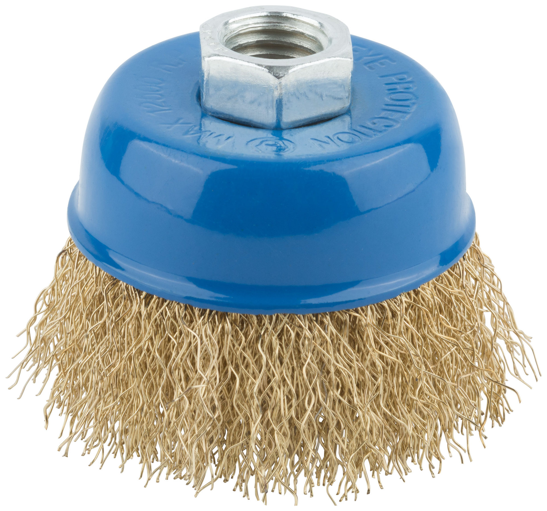 Корщетка, тип чашка, гайка М14, стальная латунированная волнистая проволока 65 мм (38941М)