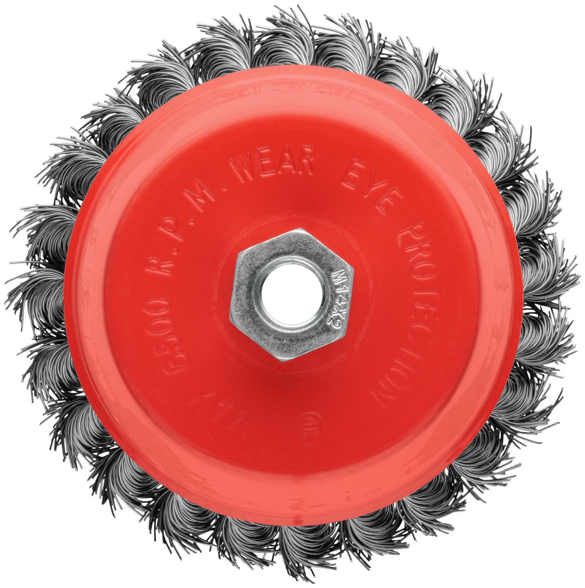 Корщетка-чашка, гайка М14, стальная витая проволока 125 мм, блистер (39099)