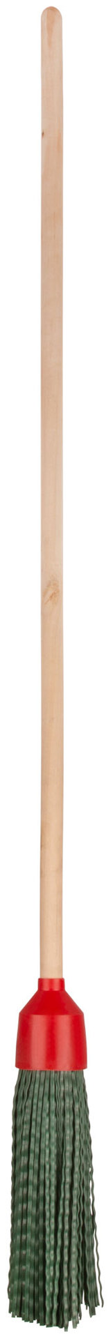 Метла пластиковая №10, круглая черная с деревянным черенком 120х260х1360 мм (68072)