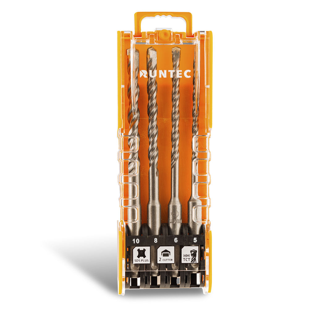 Набор буров по бетону SDS-Plus Runtec 2 Cutter 5, 6, 8, 10 x 160 мм, 4 предмета, RUNTEC, RT-RD2XN160