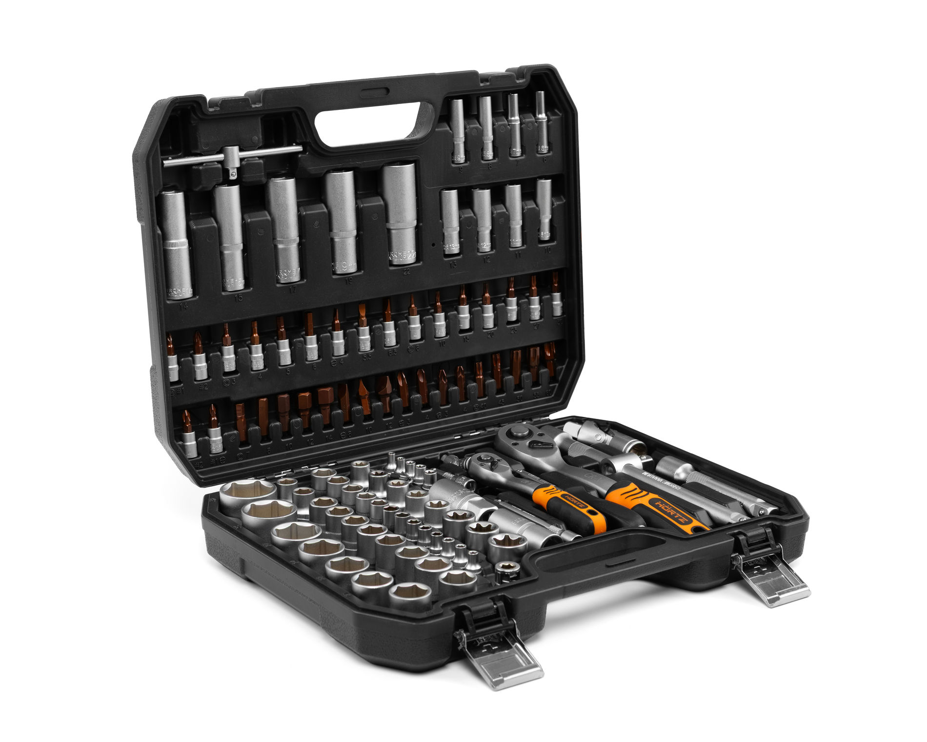 Набор инструментов 108 предметов 1/2" & 1/4", CRV, профессиональный в кейсе HORTZ 1187697