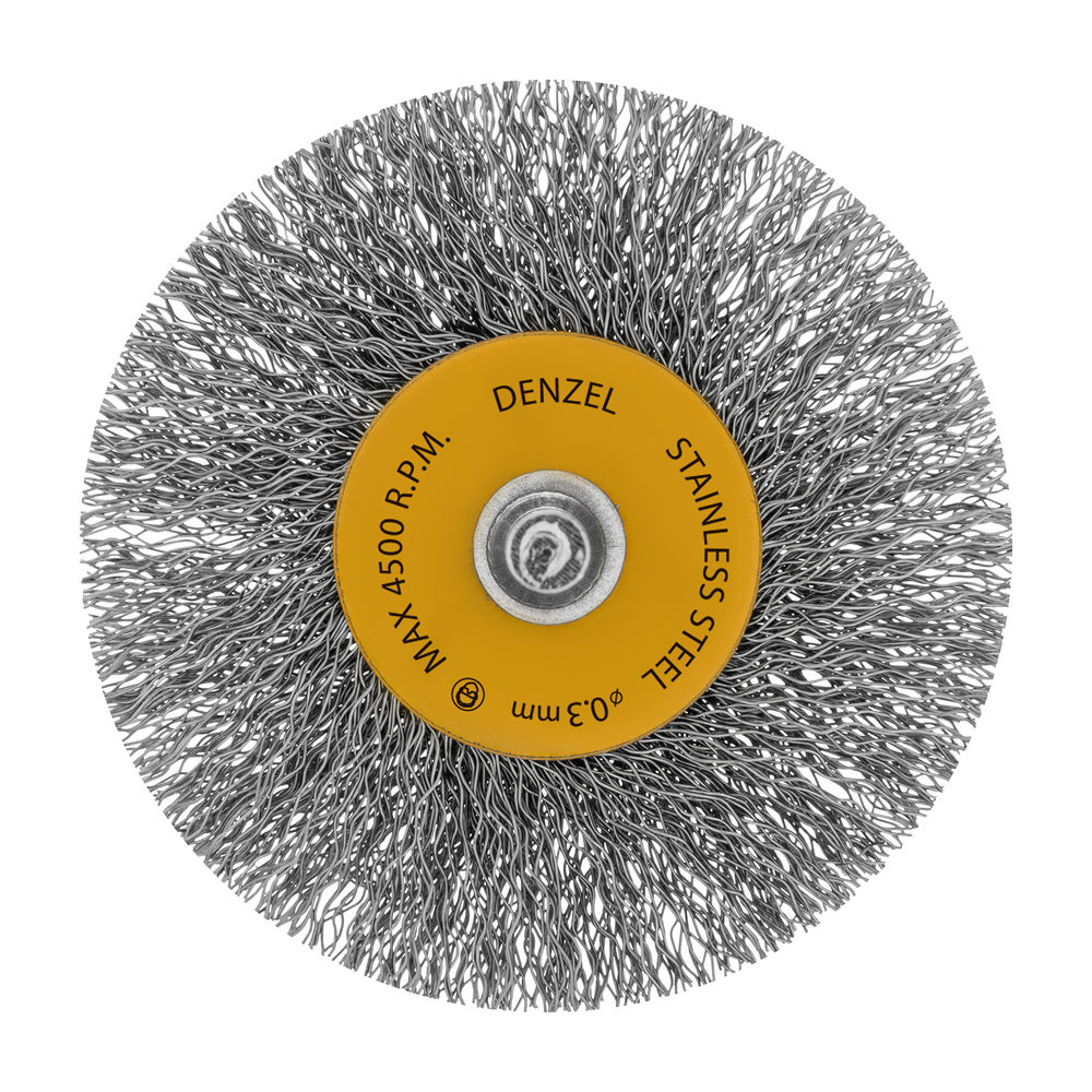 Набор щеток для дрели, 5 Плоских 25-38-50-63-75 мм, шпилька, нерж. вит. проволока Denzel (74495)
