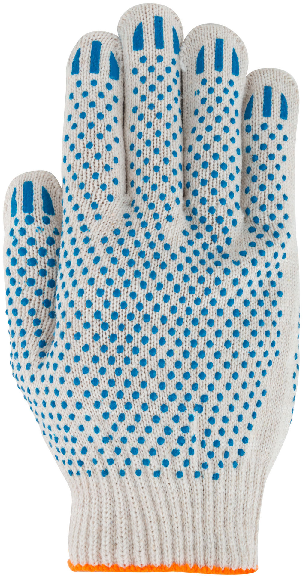 Перчатки вязаные (4 нити), х/б с ПВХ, 10 класс вязки, 2-х сторонние Люкс (12493)