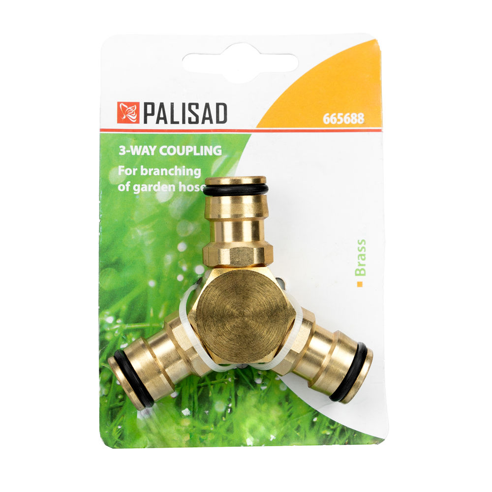 Тройник для разветвления или соединения, штуцерный, латунный Palisad (665688)