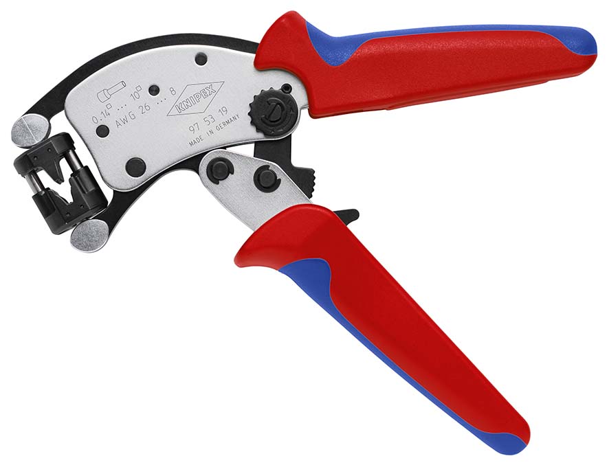 Пресс-клещи для контактных гильз DIN 46228 1+4, обжим: трапециевидный, поворот 360°, 0.14-10.0 мм?, доступ с 2х сторон, длина 200 мм Twistor T KN-975319