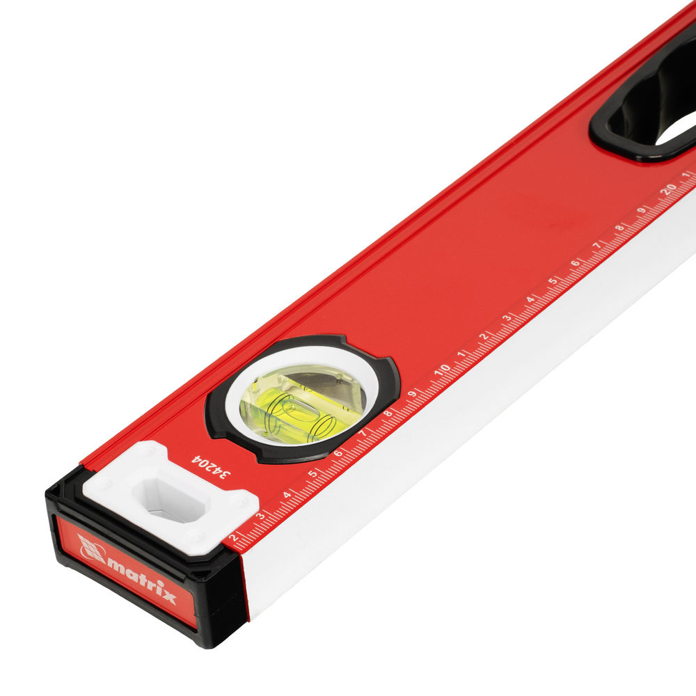 Уровень алюминиевый, фрезерованный, 3 глазка, рукоятки, 1200 мм Matrix (34204)