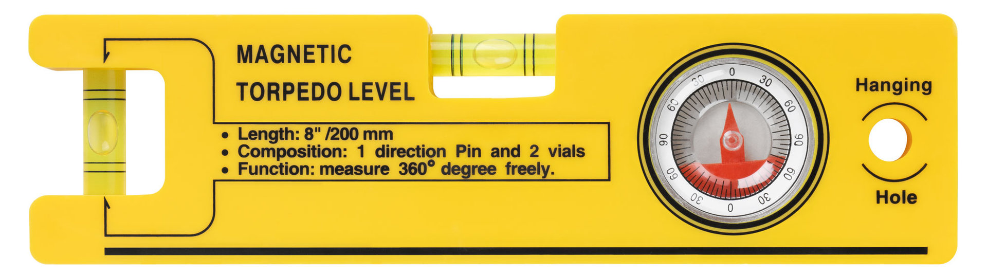 Уровень Мини пластиковый с угломером 200 мм (18603)