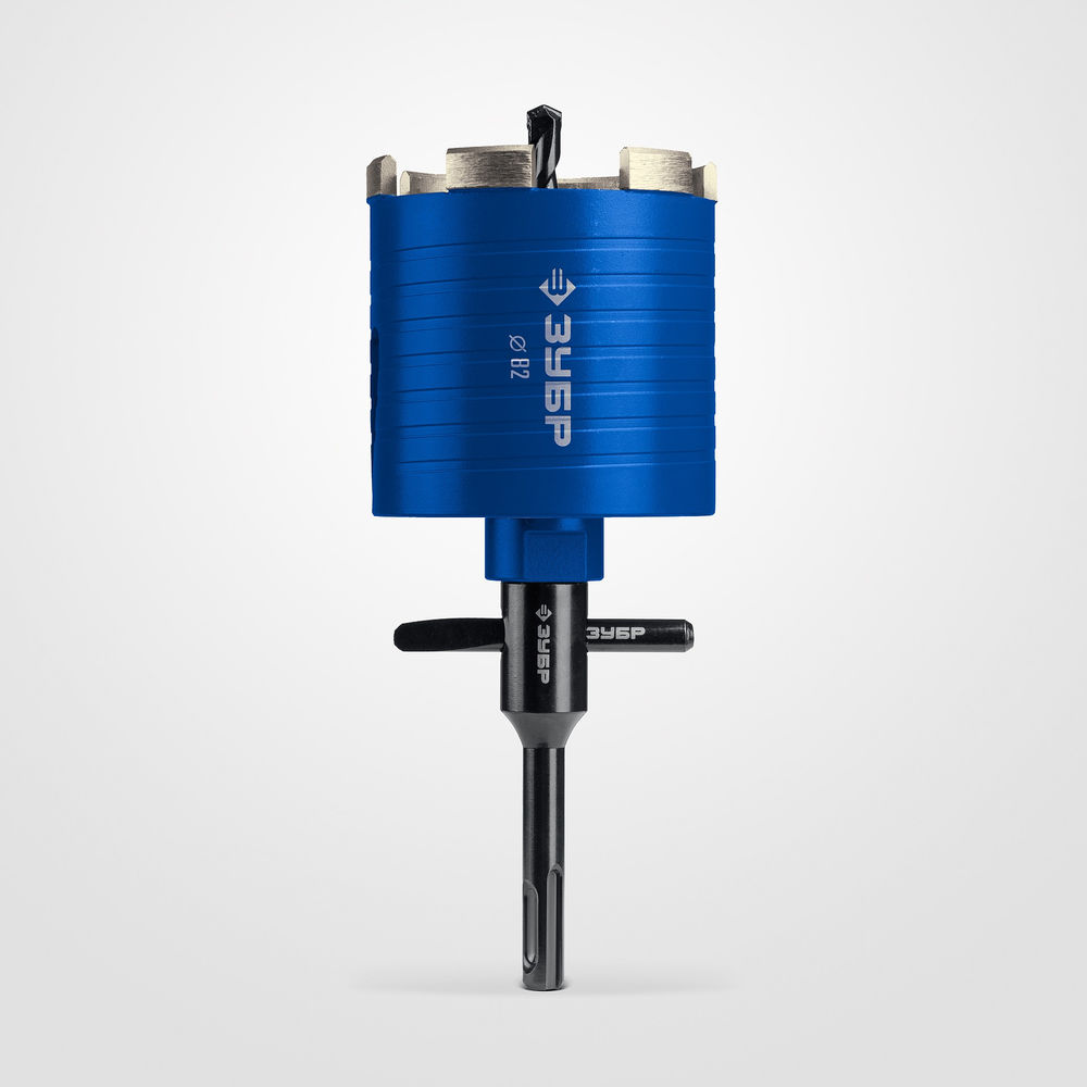 Коронка алмазная сегментная для подрозетников d 82 мм, М16, рабочая глубина 75 мм, лазерная сварка ЗУБР АСК Профессионал 29875-82