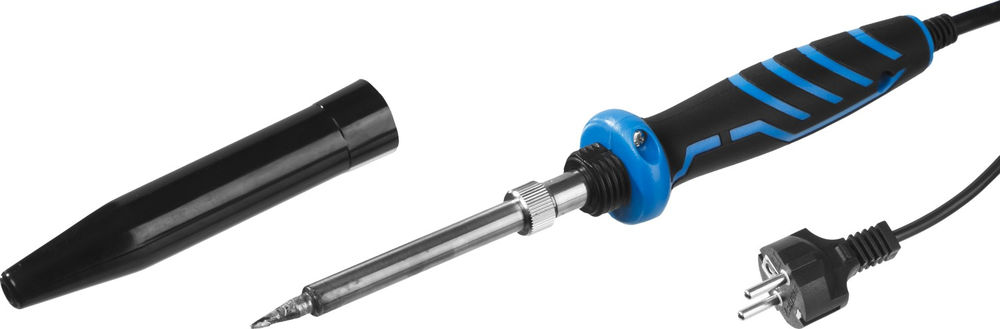 Электропаяльник Ceramic PRO 40 Вт, керамический нагреватель, конус, 2-компонентная рукоятка, с защитным колпачком ЗУБР Профессионал 55413-40