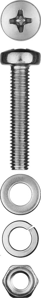 Винт с гайкой и шайбами M5?30 мм DIN 7985 цинк 12 шт ЗУБР 303476-05-030