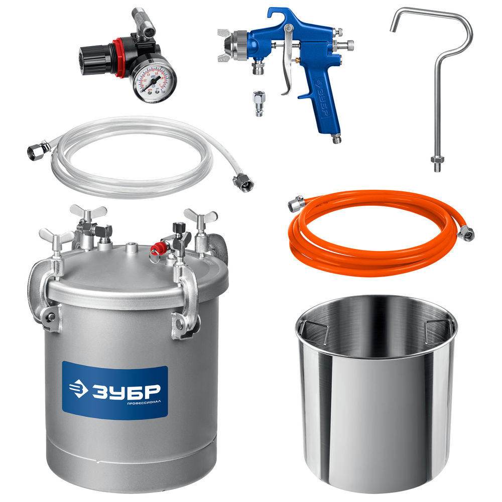 Бак красконагнетательный KNB-10, 10 л, с краскораспылителем ЗУБР Профессионал 06464