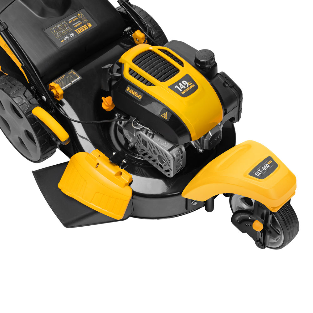 Бензиновая газонокосилка GLT-460SP-T, Trike 149 см3, 46 см, привод, панель, 60л Denzel  (58810)