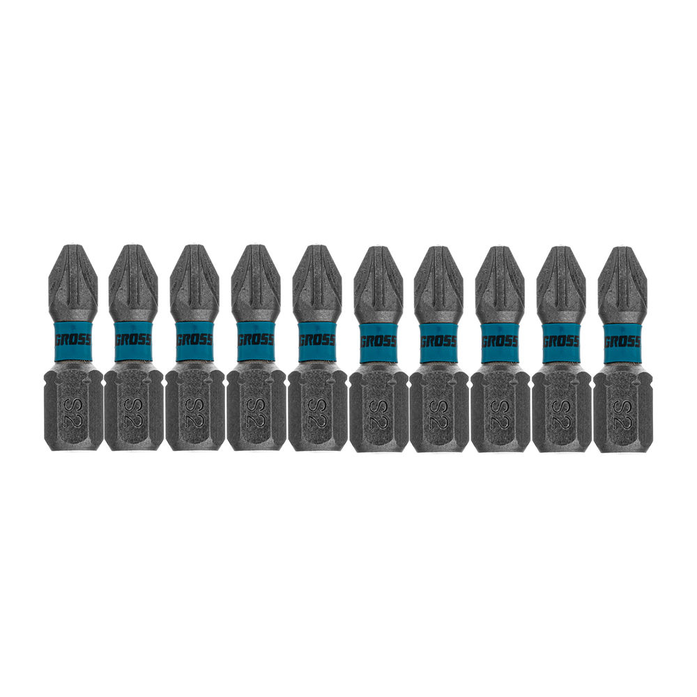 Бита торсионная PZ2 x 25 мм, для ударных шуруповертов, 10 шт. Gross (11484)