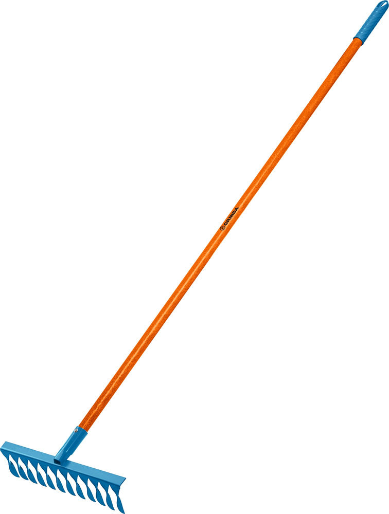 Садовые грабли PR-12T FIBER, 380 х 100 х 1530 мм, 12 витых зубцов, углеродистая сталь, фибергласовый черенок, PROLine GRINDA 39654