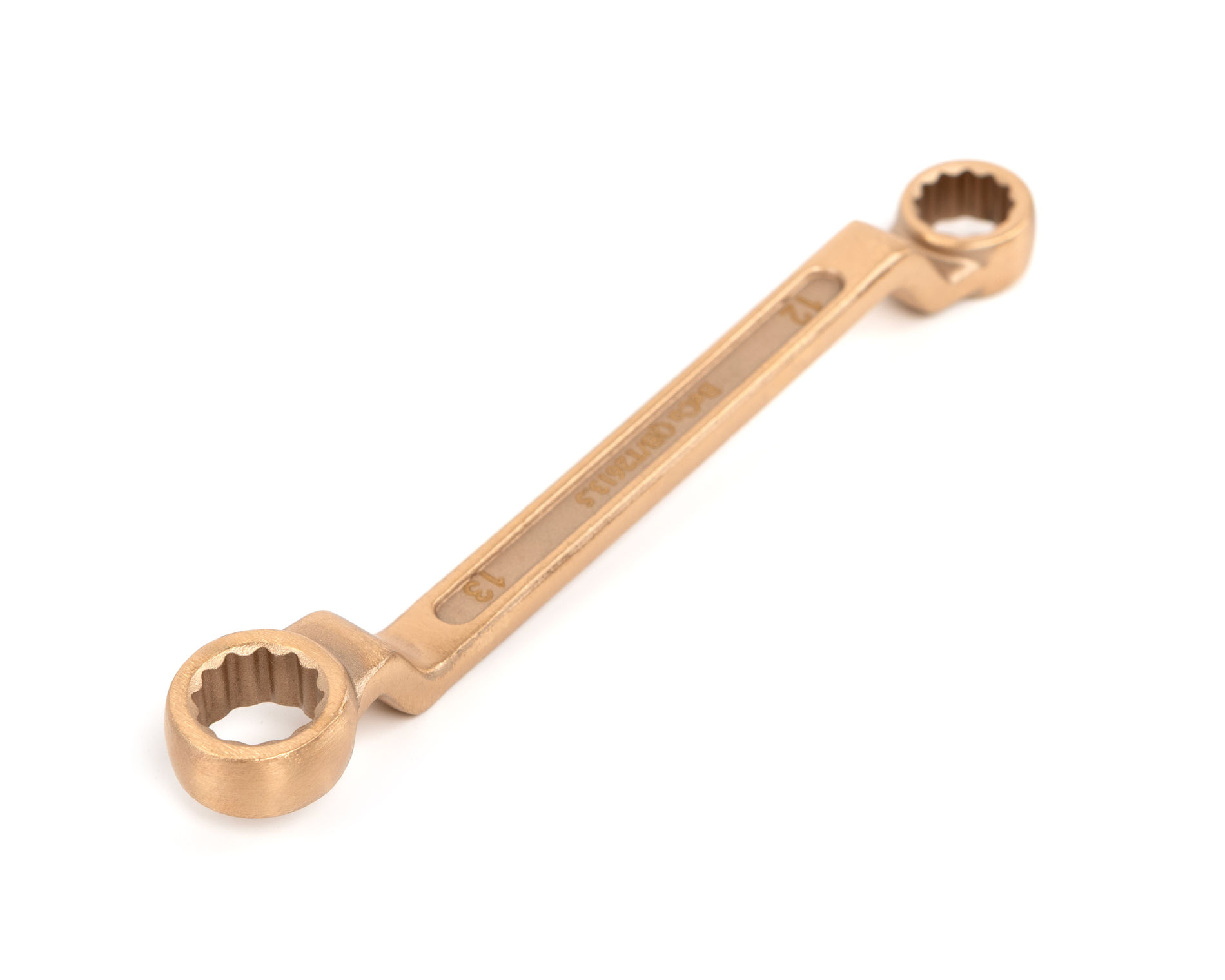 Ключ гаечный накидной двусторонний коленчатый 12х13 искробезопасный сплав BeCu 151-1213, HORTZ