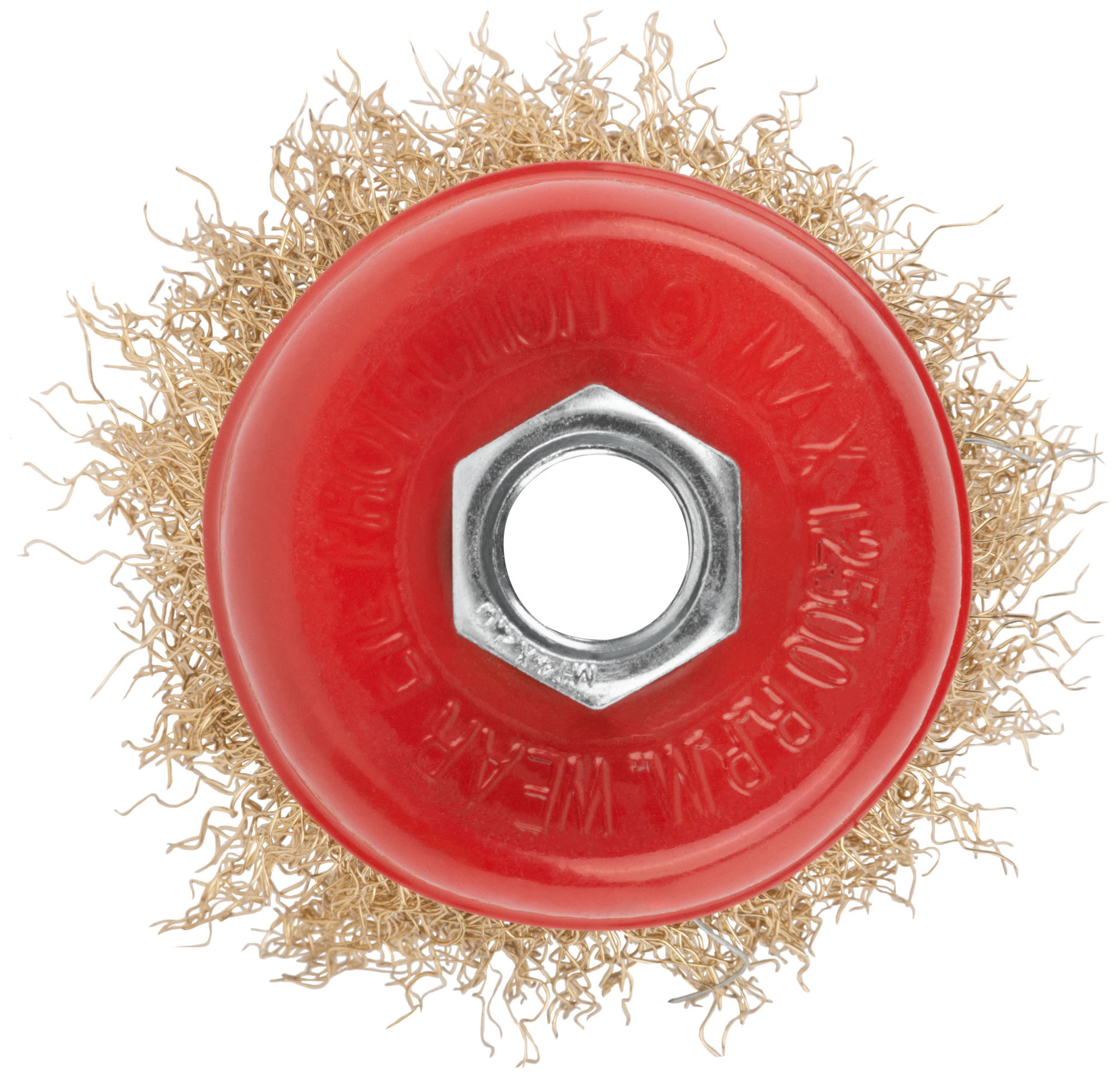 Корщетка чашечная, гайка М14, стальная латунированная волнистая проволока 65 мм (39036)