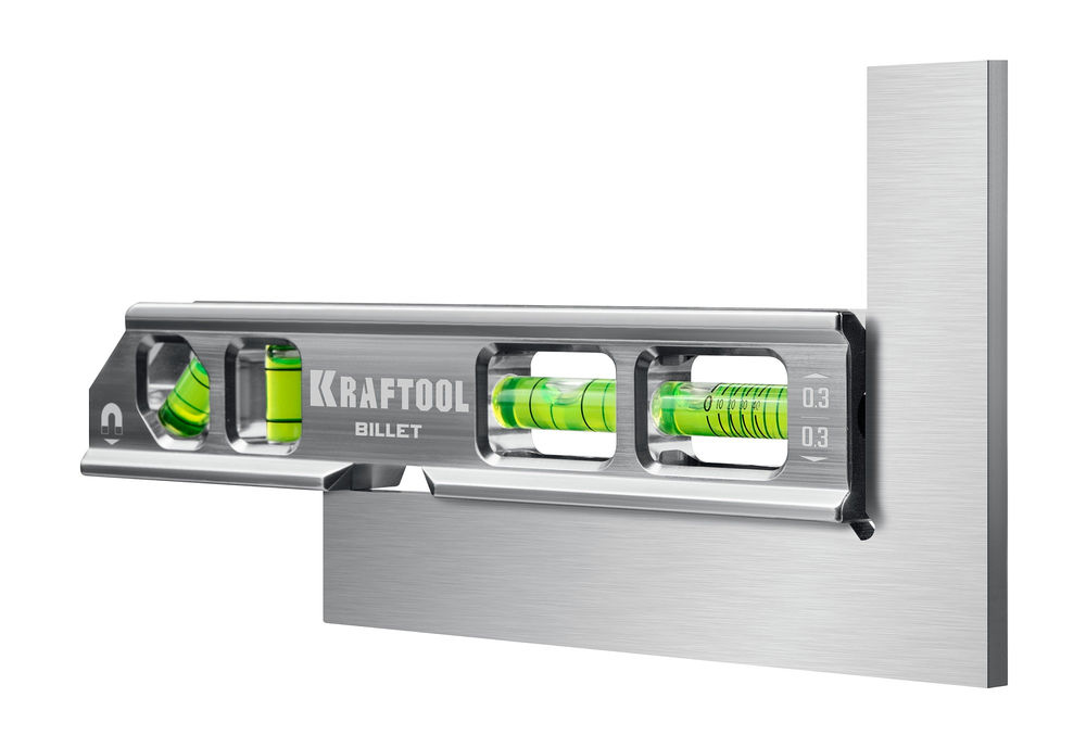 Брусковый магнитный уровень BILLET-20, 8 в 1, 200 мм, точность 0.3 мм/м, 4 глазка KRAFTOOL 34790