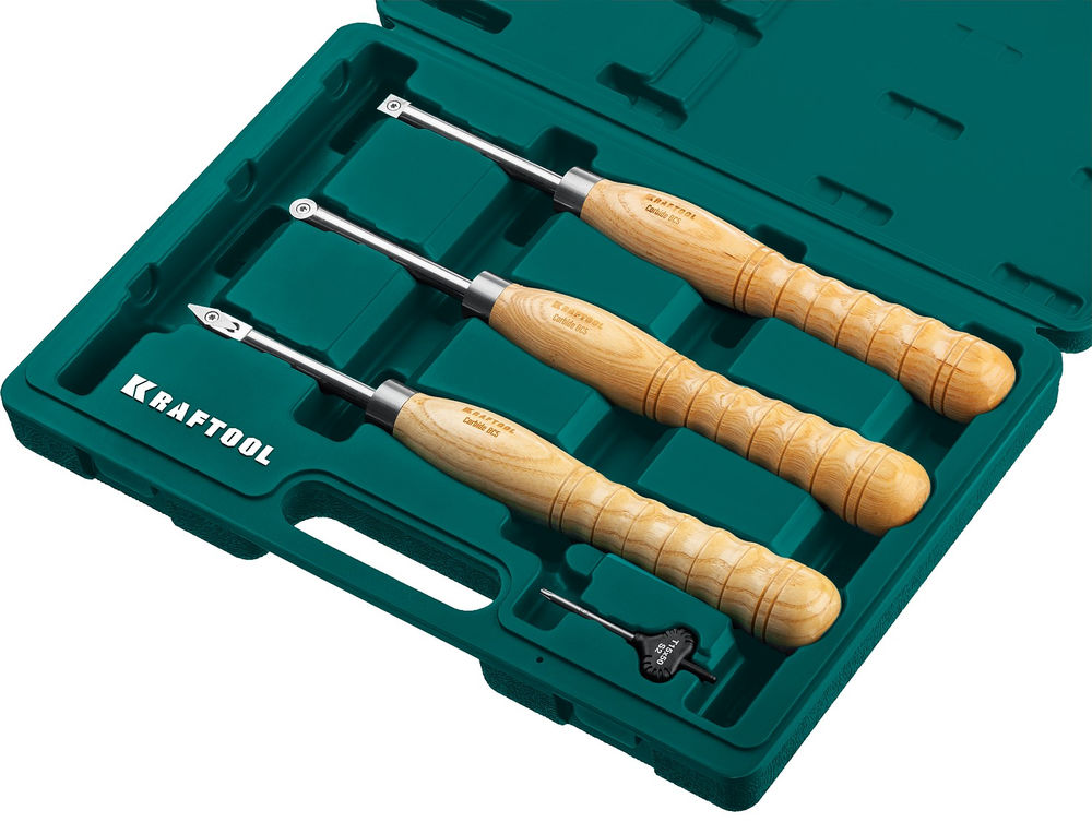 Набор ручных резцов по дереву Precision-3, 3 предм. KRAFTOOL 18369