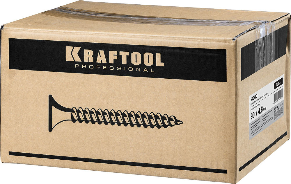 Саморез гипсокартон-дерево СГД, 90 х 4.8 мм, фосфатированное покрытие, 700 шт KRAFTOOL 3005-90