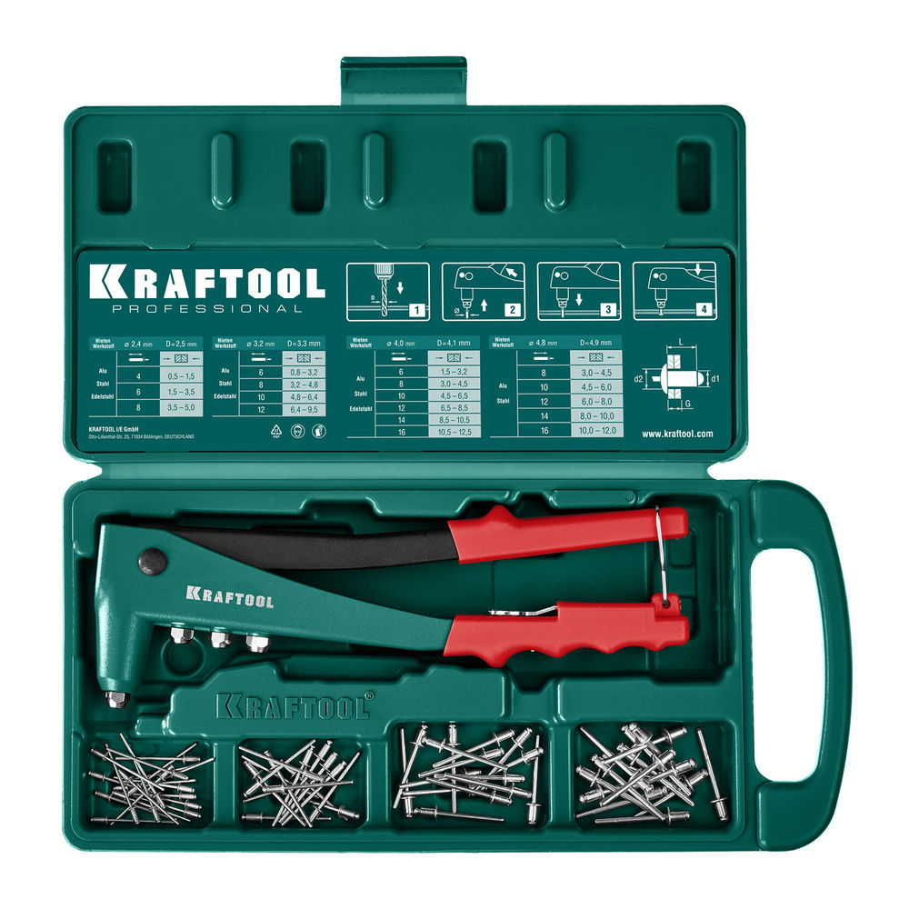Литой заклепочник X-3, 2.4–4.8 мм, в кейсе KRAFTOOL 31170-H6_z01