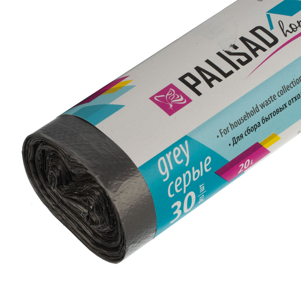 Пакеты для мусора 20 л x 30 шт. серые, Home Palisad (927015)