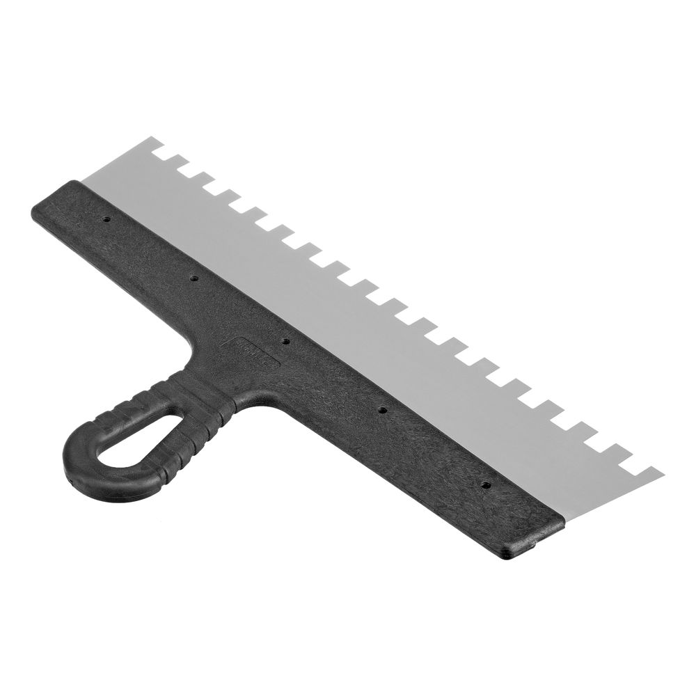 Шпатель из нержавеющей стали, 350 мм, зуб 10 х 10 мм, пластмассовая ручка Сибртех (85507)