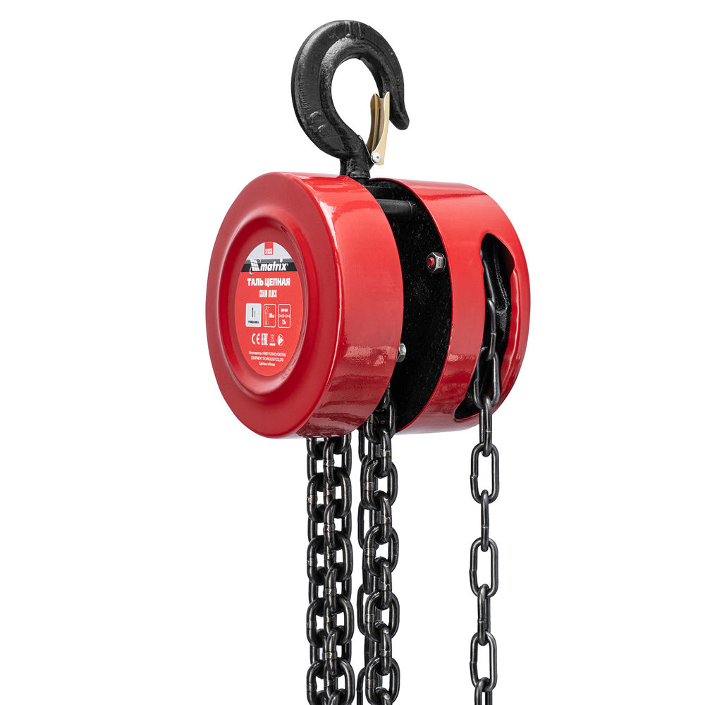 Таль цепная, 1 т, H подъема 2.5 м, расстояние между крюками 300 мм Matrix (519335)