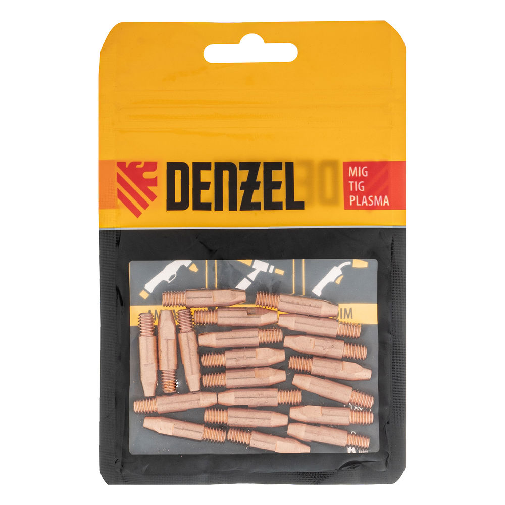 Токосъемный наконечник под проволоку 1,2 мм, М6х28, E-CU, 20 шт для MIG горелки тип 24 Denzel (93648)