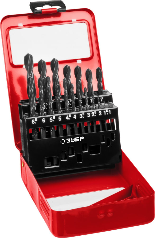 Набор сверл по металлу 19 шт, 1–10 мм, сталь Р4М2, класс В, металлический бокс ЗУБР 29605-H19
