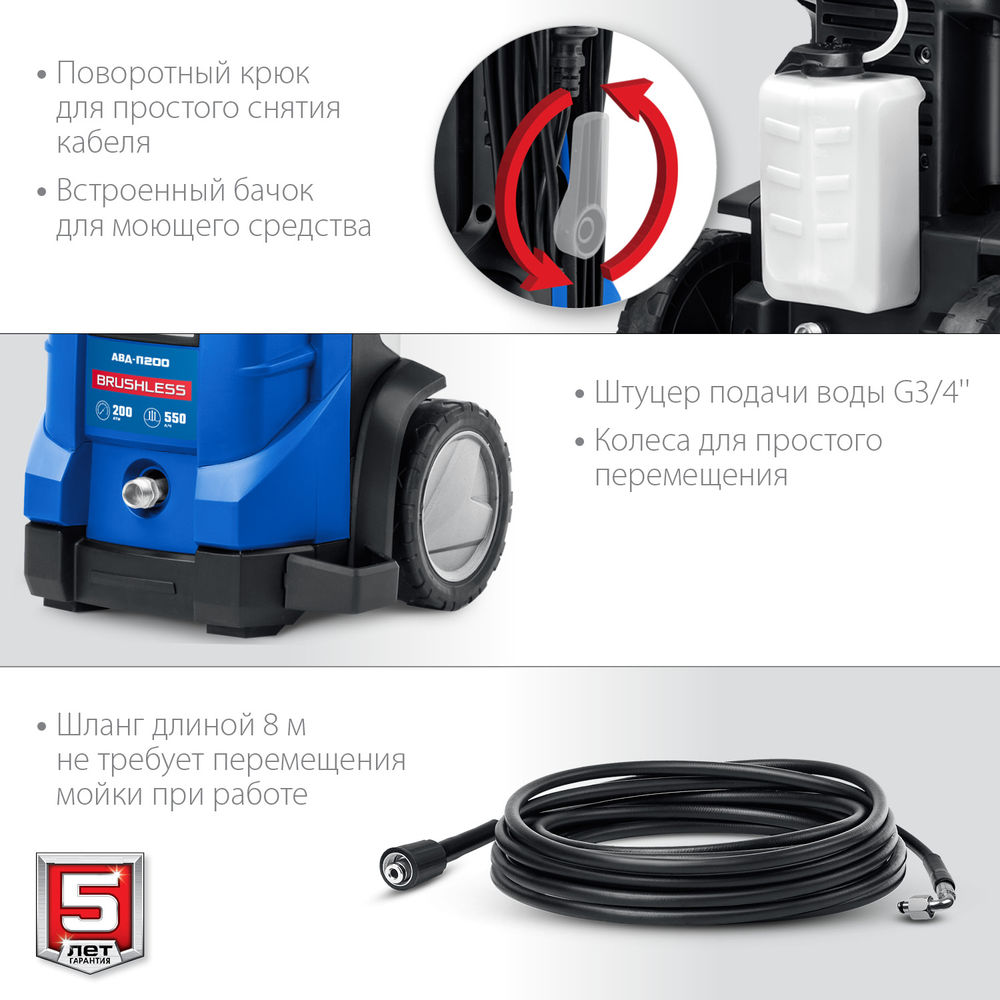 Мойка высокого давления 2600 Вт 200 Атм пистолет МИГ-280 Профессионал ЗУБР АВД-П200