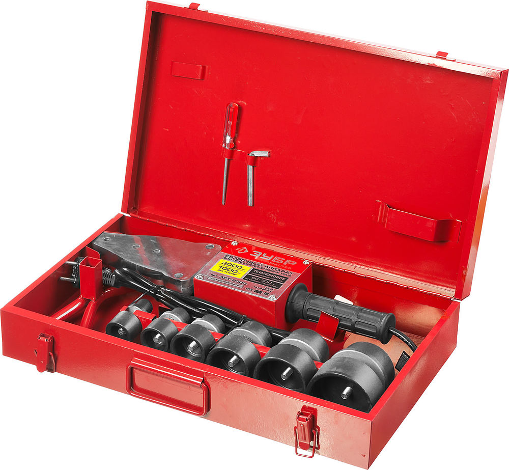 Паяльник для полипропиленовых труб 2000 / 1000 Вт, 6 насадок в комплекте ЗУБР АСТ-2000