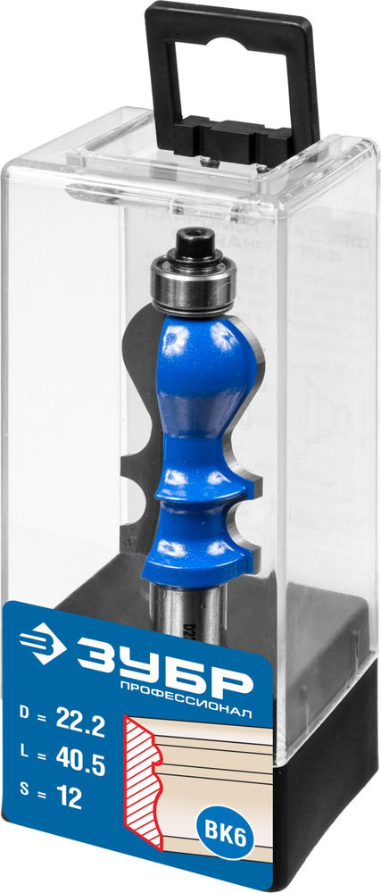 Фреза кромочная фигурная №2 22.2?41 мм хвостовик 12 мм ЗУБР Профессионал 28713-22.2