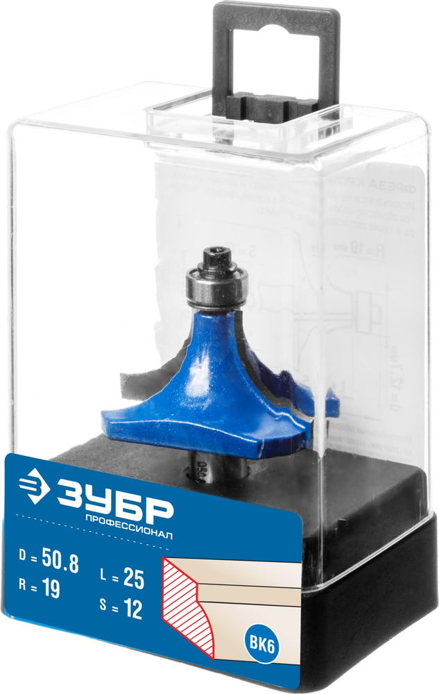 Фреза кромочная калевочная №1 50.8 x 25 мм, радиус 19 мм ЗУБР Профессионал 28701-50.8