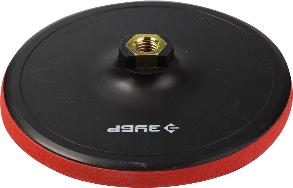 Опорная тарелка на липучке М14, d 180 мм, пластиковая, мягкая, для УШМ ЗУБР Профессионал 35782-180