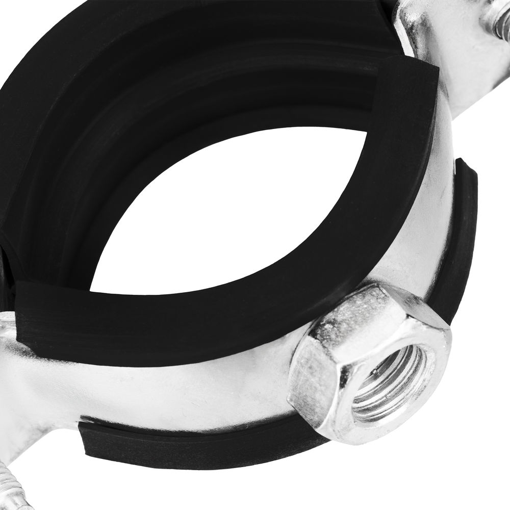 Хомут сантехнический для труб 32-36 (1) с резиновым уплотнением, шпилькой и дюбелем, 1 шт, Сибртех (481663)