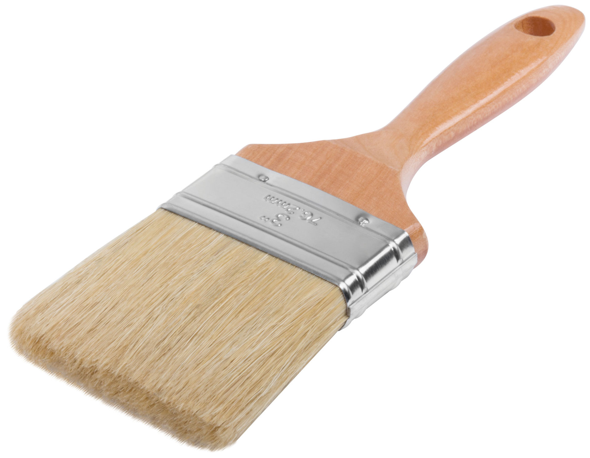 Кисть флейцевая Профи, натур.светлая щетина, деревянная ручка 3 (75 мм) (01117)