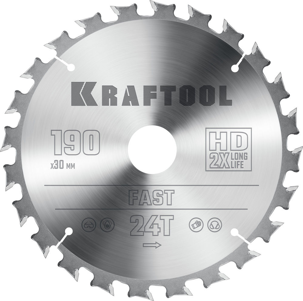 Пильный диск по дереву Fast, 190 х 30 мм, 24Т KRAFTOOL 36950-190-30