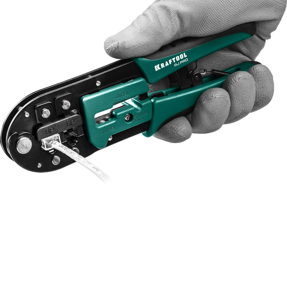 Универсальный кримпер RJ-Pro (RJ45, RJ11, RJ12) KRAFTOOL 22698