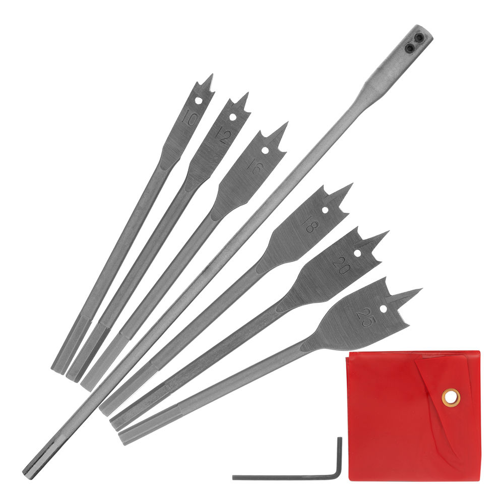 Набор сверл перовых по дереву, 10-12-16-18-20-25 мм, 6 шт, удлинитель 300 мм Matrix (70406)