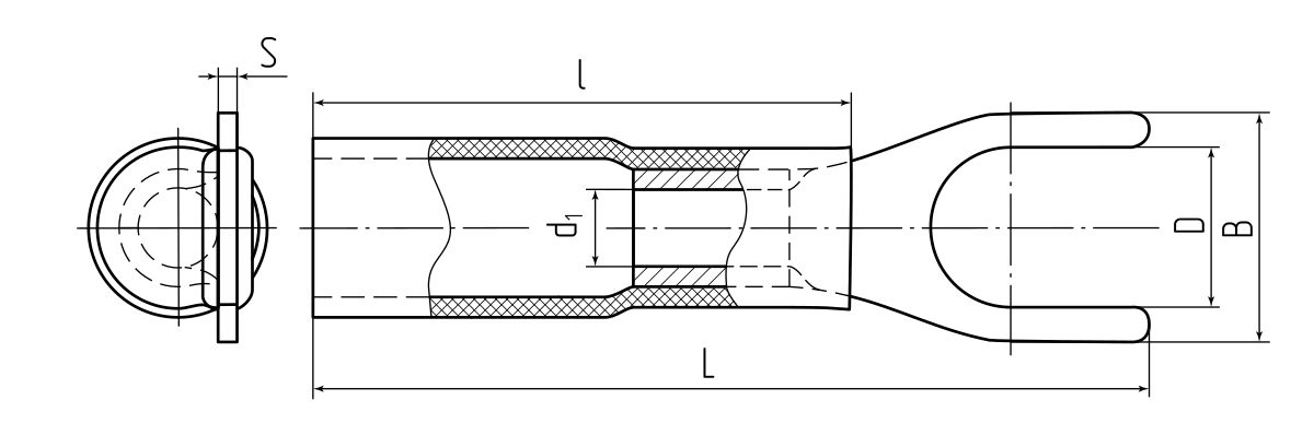 Наконечник кабельный вилочный изолированный НВИ-Т 2.5–4 серия ПРОФИ (КВТ) (66640)