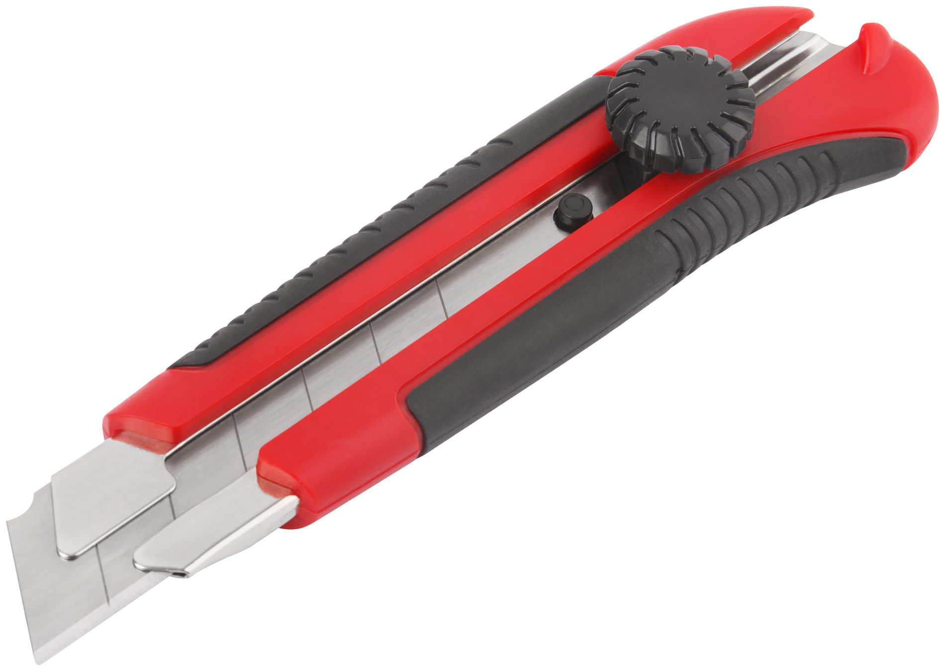 Нож технический Крафт 25 мм усиленный, прорезиненный, вращ.прижим, магнит (10185)